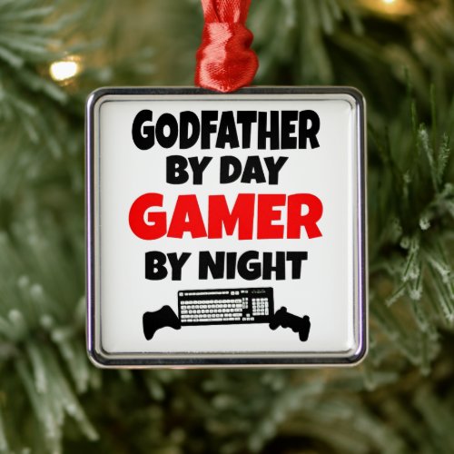 Godfather Loves Playing Video Games Metal Ornament