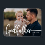 Godfather Modern Photo Keepsake  Magnet<br><div class="desc">Modern Godfather photo keepsake features single photo,  typography script ''Godfather'' in trendy handwritten lettering and year established.</div>