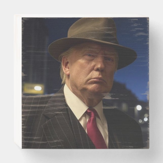 Godfather of America Don J. Trump  Wooden Box Sign (Front Horizontal)