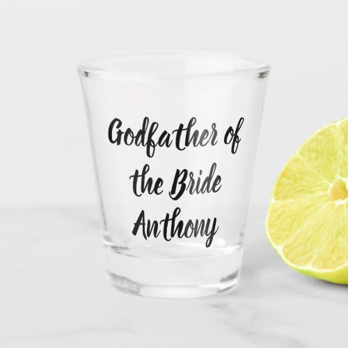 Godfather of the Bride Black Custom Name Wedding Shot Glass