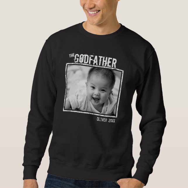 Godfather Personalized Photo and Name Black Sweatshirt (Front)