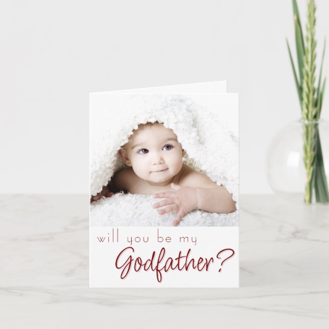 Godfather Proposal | Simple Classic Script 2 Photo Card (Front)