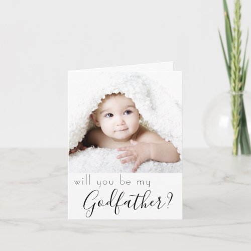 Godfather Proposal  Simple Classic Script 2 Photo Card