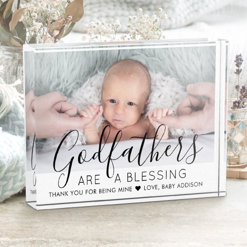 Godfather Thank You Baptism or Christening Modern Photo Block