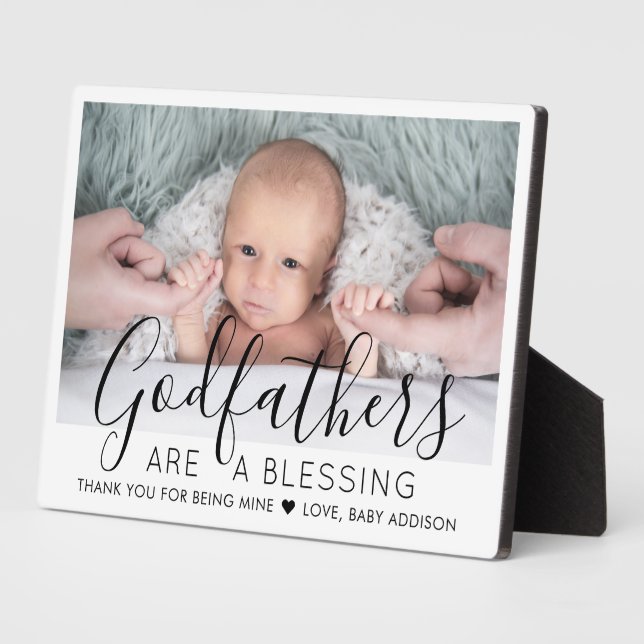 Godfather Thank You Baptism or Christening Photo Plaque (Side)