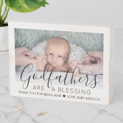 Godfather Thank You Baptism or Christening Photo Wooden Box Sign