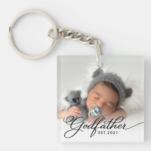 Godfather Year Established Photo Keychain