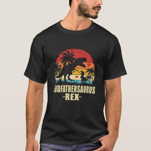 Godfathersaurus T Rex Dinosaur Godfather Saurus Fa T_Shirt