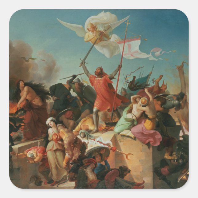 Godfrey de Bouillon, French Crusader Square Sticker (Front)