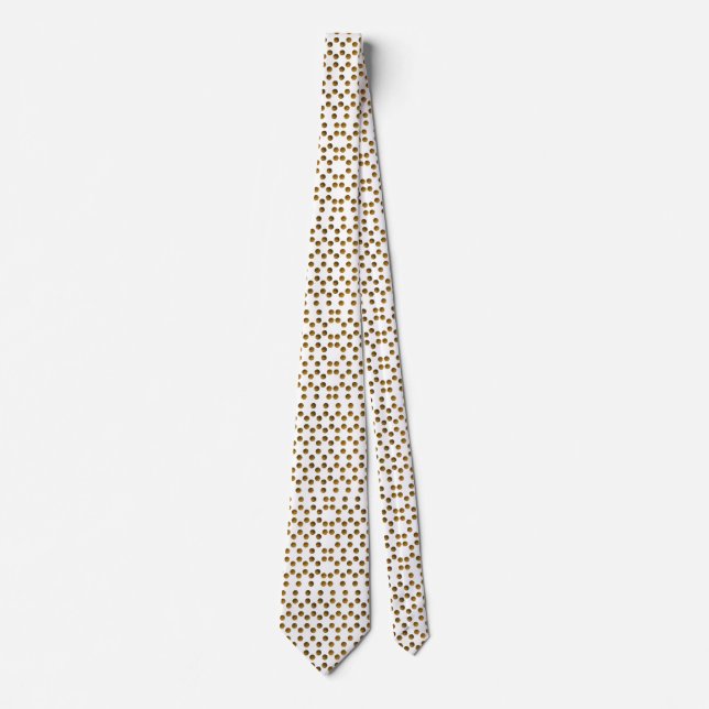 Godlen Polka DotsWhite  Neck Tie (Front)