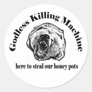 GODLESS KILLING MACHINE CLASSIC ROUND STICKER