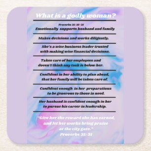Godly Woman List From Proverbs 31 Square Paper Coaster