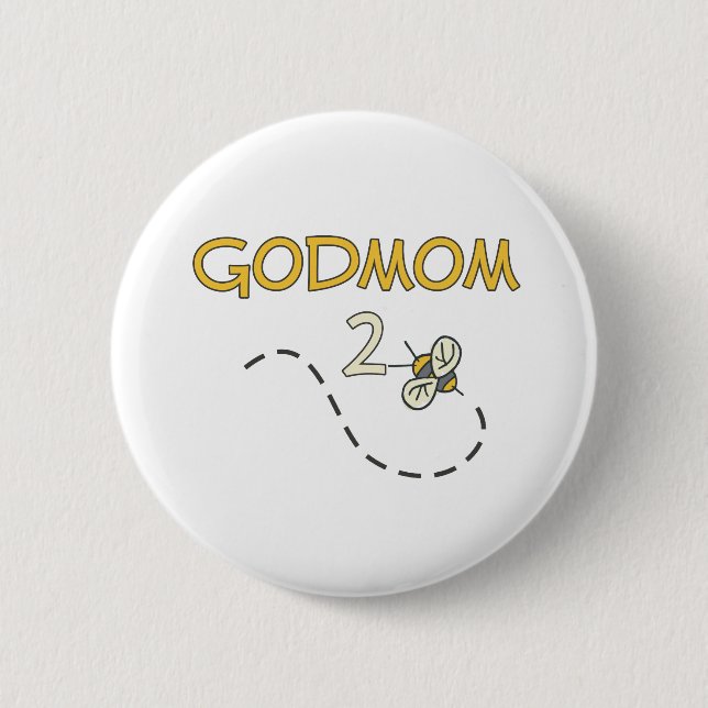 Godmom 2 Bee Pinback Button (Front)