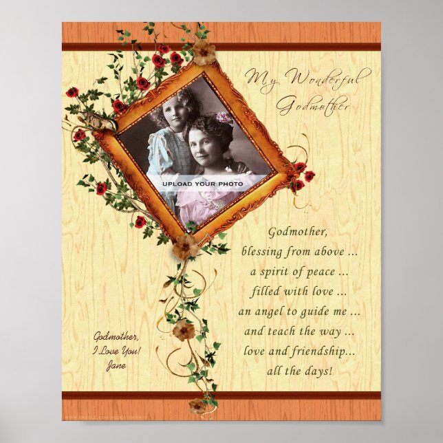 Godmother 8x10 Rose Frame Personalized Print (Front)