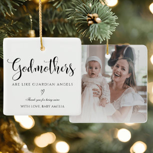Godmother Angel Thank You Ceramic Ornament
