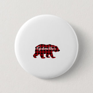 Godmother Bear Buffalo Red Plaid Matching Family Button
