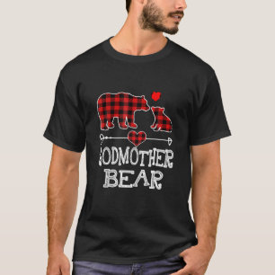 Godmother Bear Christmas Pajama Red Plaid Buffalo T-Shirt