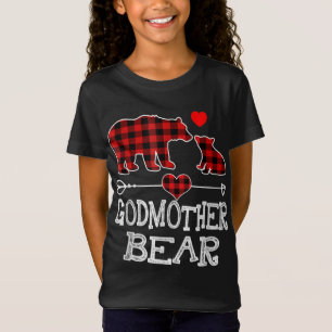 Godmother Bear Christmas Pajama Red Plaid Buffalo T-Shirt