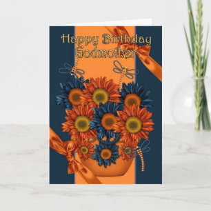 Godmother Birthday Card - Sunflower And Dragonfly