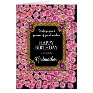 Godmother Birthday Pink Daisies Cards