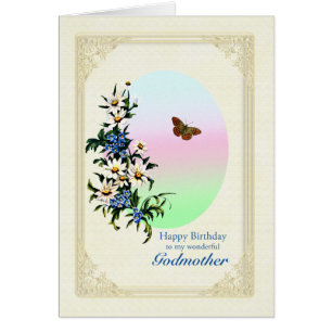 Godmother Birthday with Flowers Cards