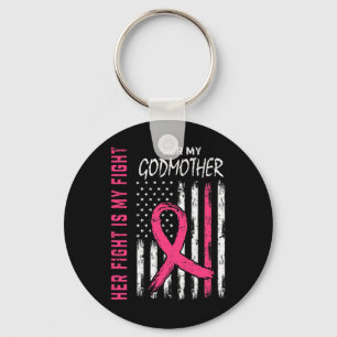 Godmother Breast Cancer Awareness Flag Family Figh Keychain