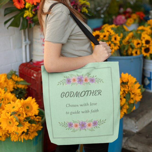 GODMOTHER Chosen with love to guide with faith Tote Bag (Creator Uploaded)