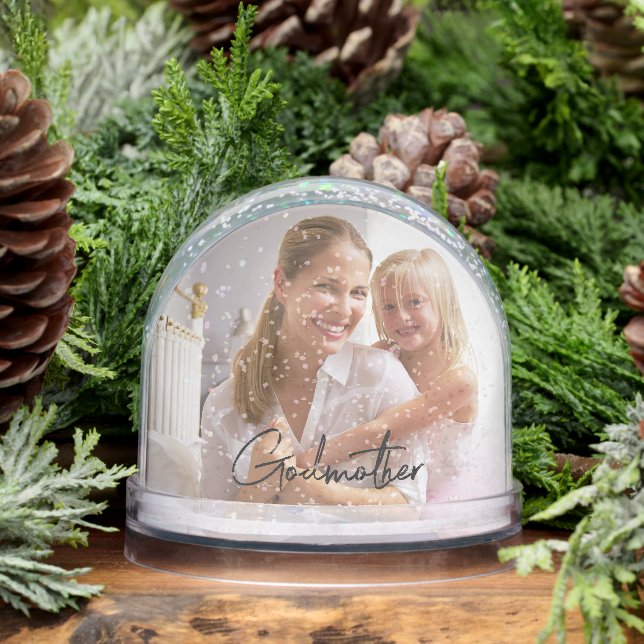 Godmother Christmas Custom Double Sided 2 Photo Snow Globe (Winter)