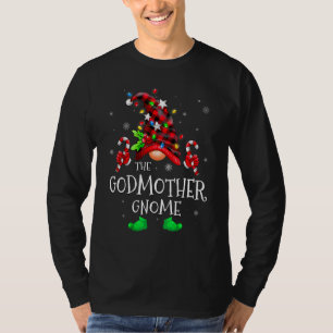 Godmother Gnome Buffalo Plaid Matching Family Chri T-Shirt