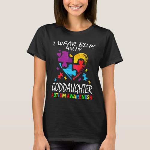 Godmother Godfather Blue For My Goddaughter Autism T_Shirt