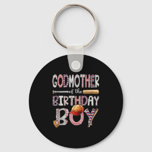 Godmother Of The Birthday Boy Baseball Player Birt Keychain