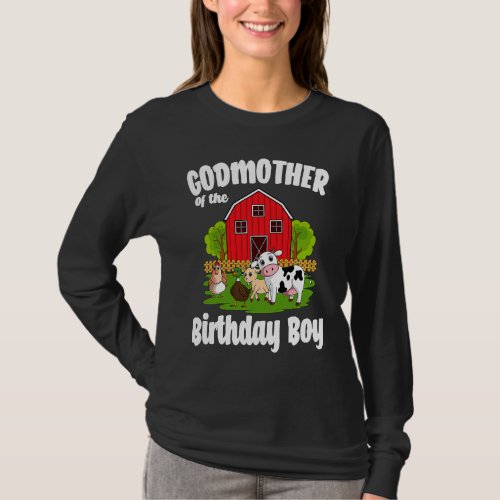 Godmother Of The Birthday Boy Farm Animal Bday Par T_Shirt