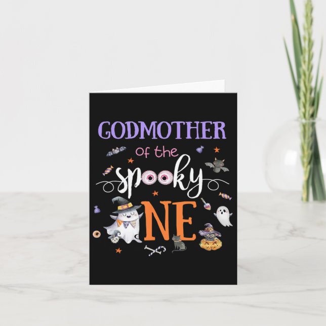 Godmother Of The Spooky One Halloween Ghost 1st Y  Card (Front)