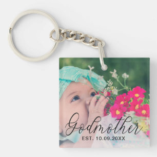 Godmother Personalized Year Established Photo Keychain