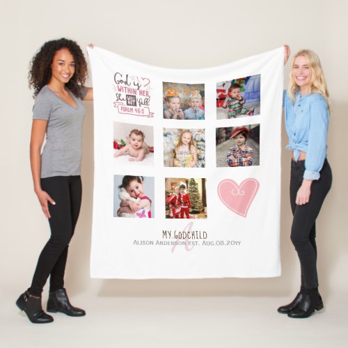 GODMOTHER PHOTO COLLAGE Gift with verse can edit Fleece Blanket