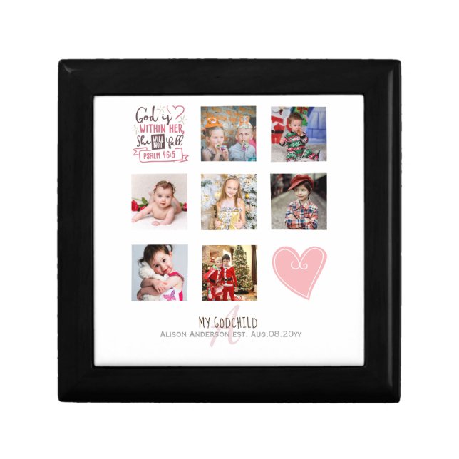 GODMOTHER PHOTO COLLAGE Gift with verse can edit Gift Box (Front)
