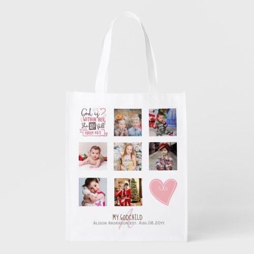 GODMOTHER PHOTO COLLAGE Gift with verse can edit Grocery Bag