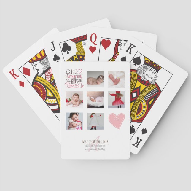 GODMOTHER PHOTO COLLAGE Gift with verse can edit Poker Cards (Back)