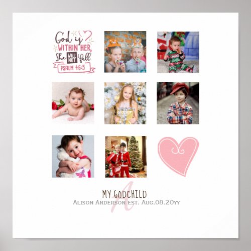 GODMOTHER PHOTO COLLAGE Gift with verse can edit Poster