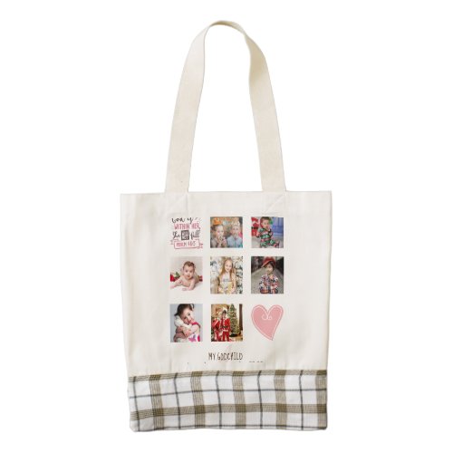 GODMOTHER PHOTO COLLAGE Gift with verse can edit Zazzle HEART Tote Bag
