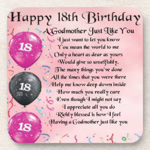 Godmother poem - 18th Birthday Beverage Coaster