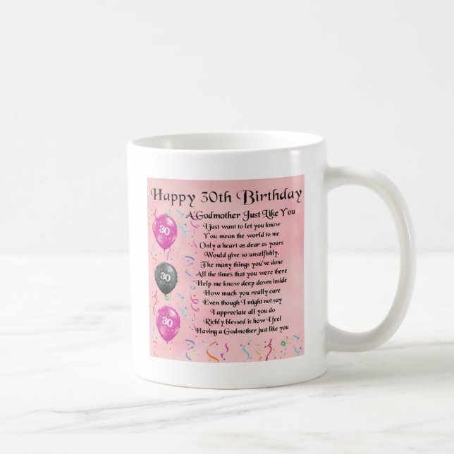 Godmother Poem - 30th Birthday Design Coffee Mug (Right)