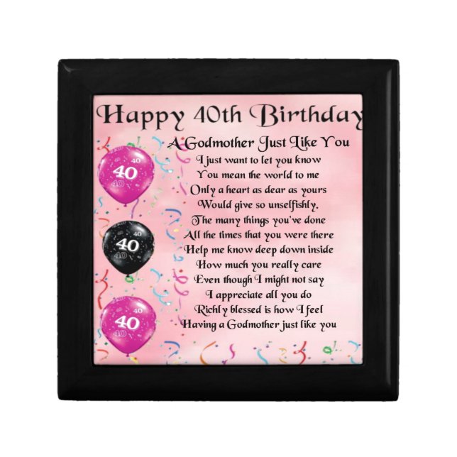 Godmother poem - 40th Birthday Design Gift Box (Front)