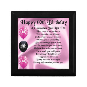 Godmother Poem - 60th Birthday Design Keepsake Box