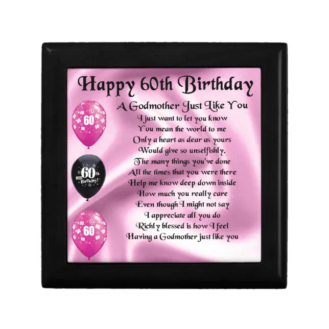 Godmother Poem - 60th Birthday Design Keepsake Box | Zazzle