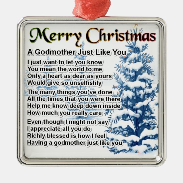 Godmother poem - christmas design metal ornament (Front)