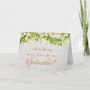 Godmother Proposal Floral Lilies Marble Card