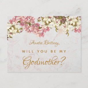 Godmother Proposal Floral Marble Orchids Postcard