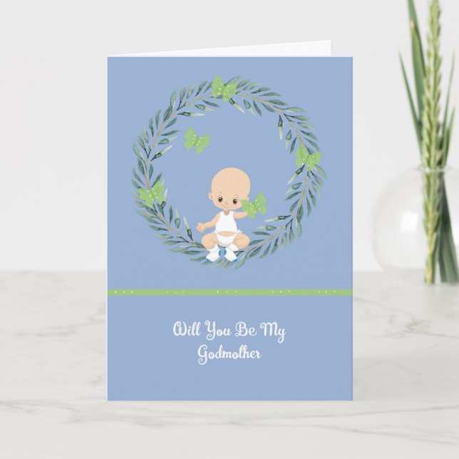 Godmother Request Card from Baby Boy (Front)