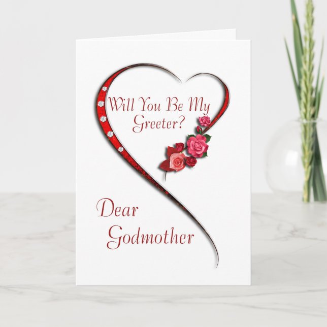 Godmother, Swirling heart Greeter invitation (Front)